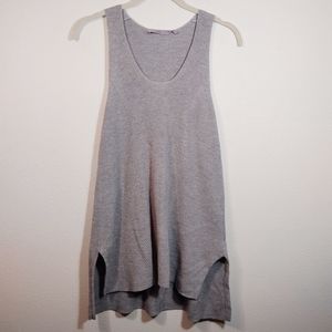Athleta Gray Ribbed Knit Sleeveless Tank Top M